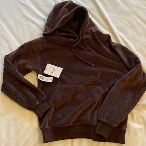 NEW TNA Velour Hoodie 2XS Brown